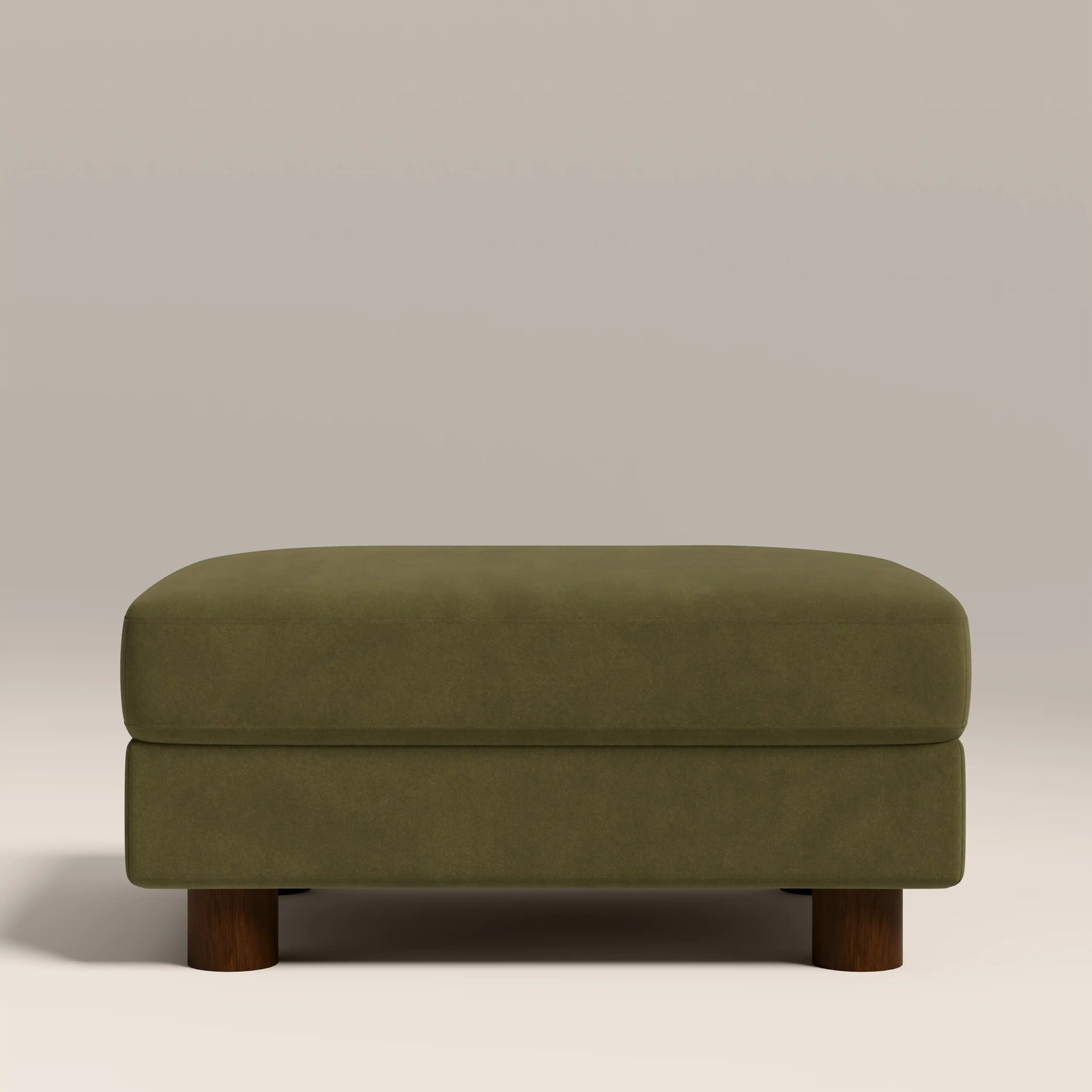 Halton Footstool | Moss Green Sustainable Mohair Velvet