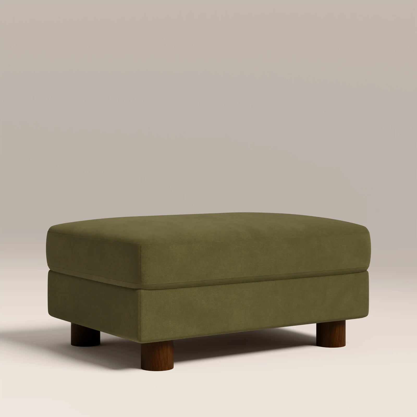 Halton Footstool | Moss Green Sustainable Mohair Velvet