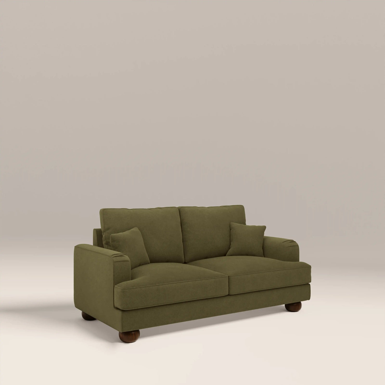 Nola 2 Seater Sofa | Moss Green Sustainable Mohair Velvet