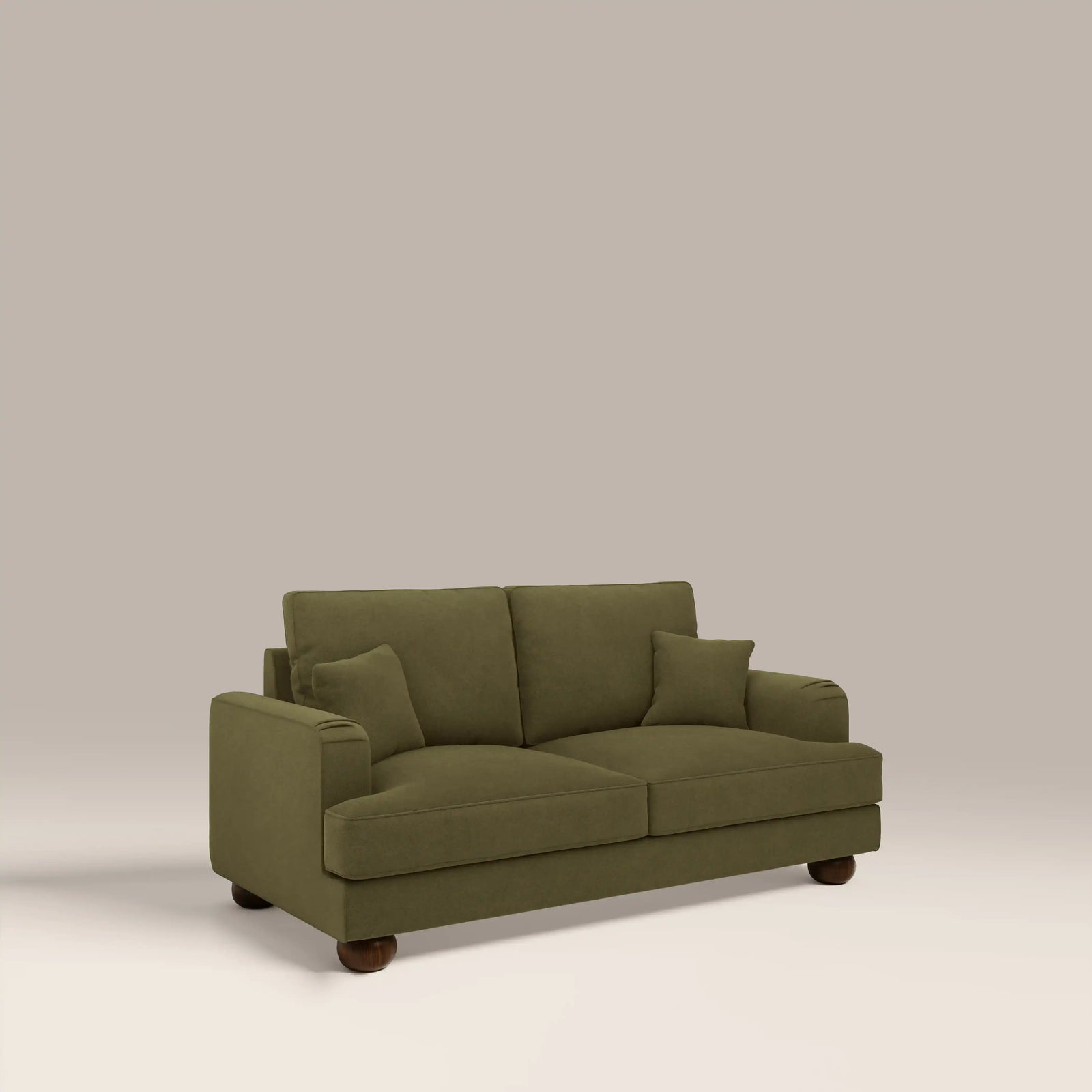Nola 2 Seater Sofa | Moss Green Sustainable Mohair Velvet