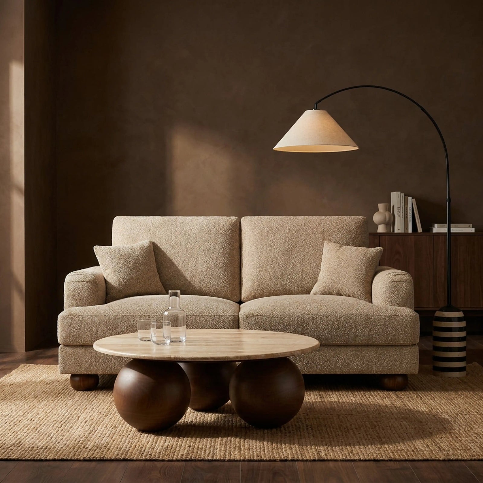 Nola 2 Seater Sofa | Speckled Latte Boucle