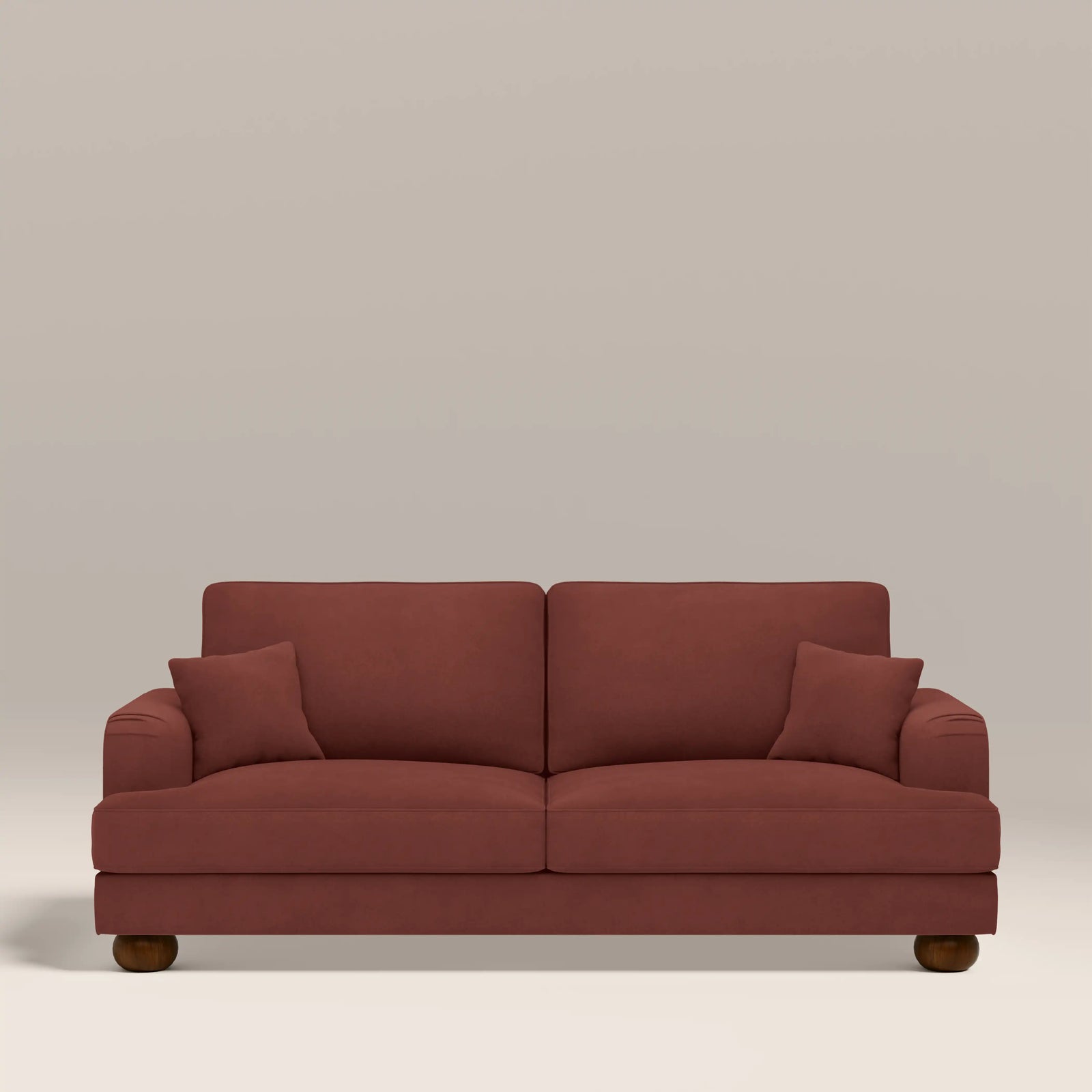 Nola 3 Seater Sofa | Rust Red Sustainable Velvet