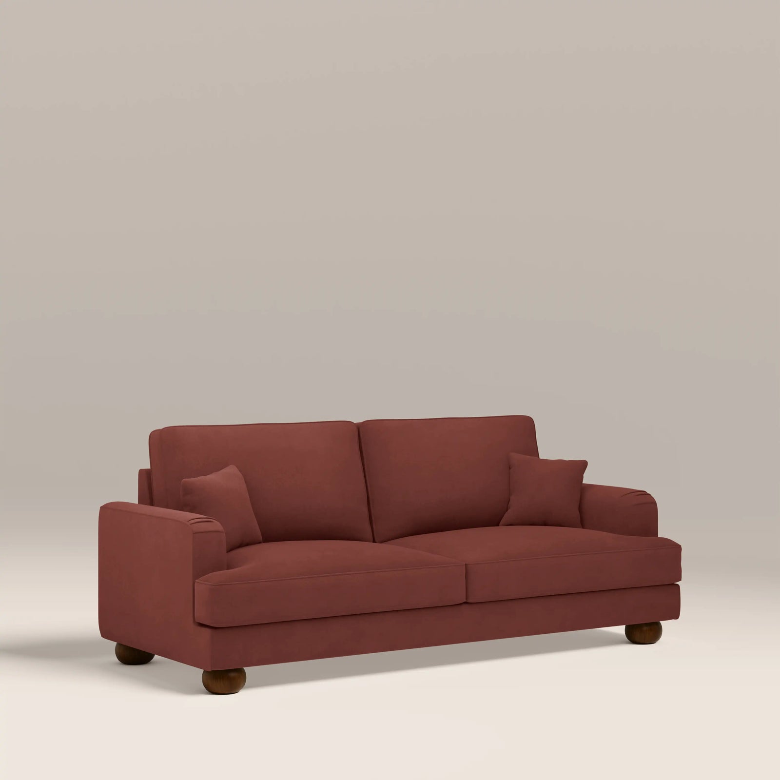 Nola 3 Seater Sofa | Rust Red Sustainable Velvet
