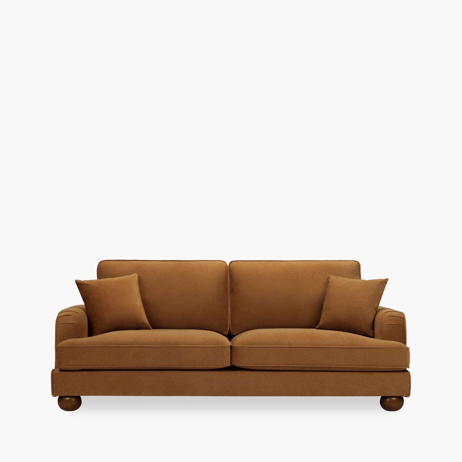 Nola 3 Seater Sofa | Caramel Brown Sustainable Mohair Velvet