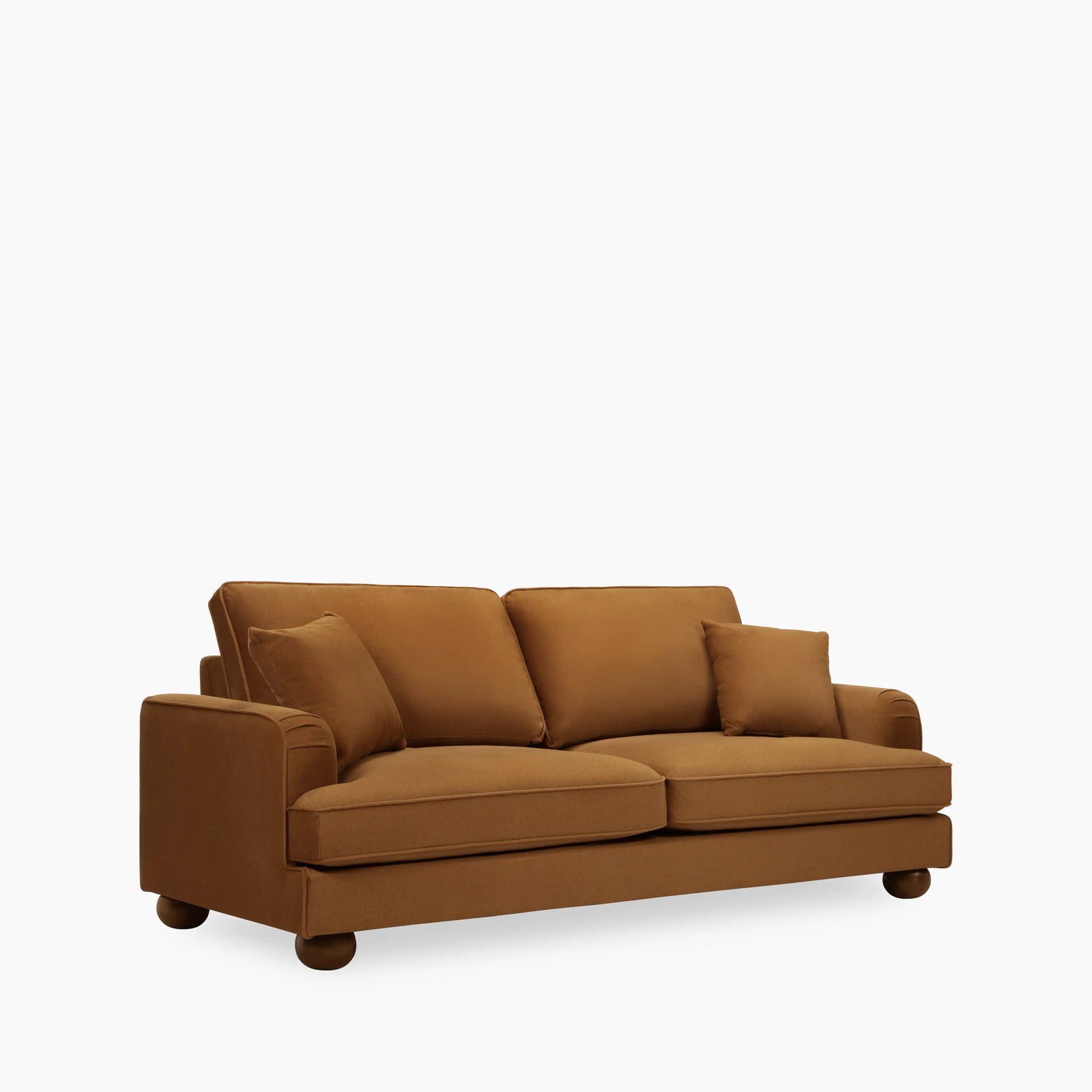Nola 3 Seater Sofa | Caramel Brown Sustainable Mohair Velvet