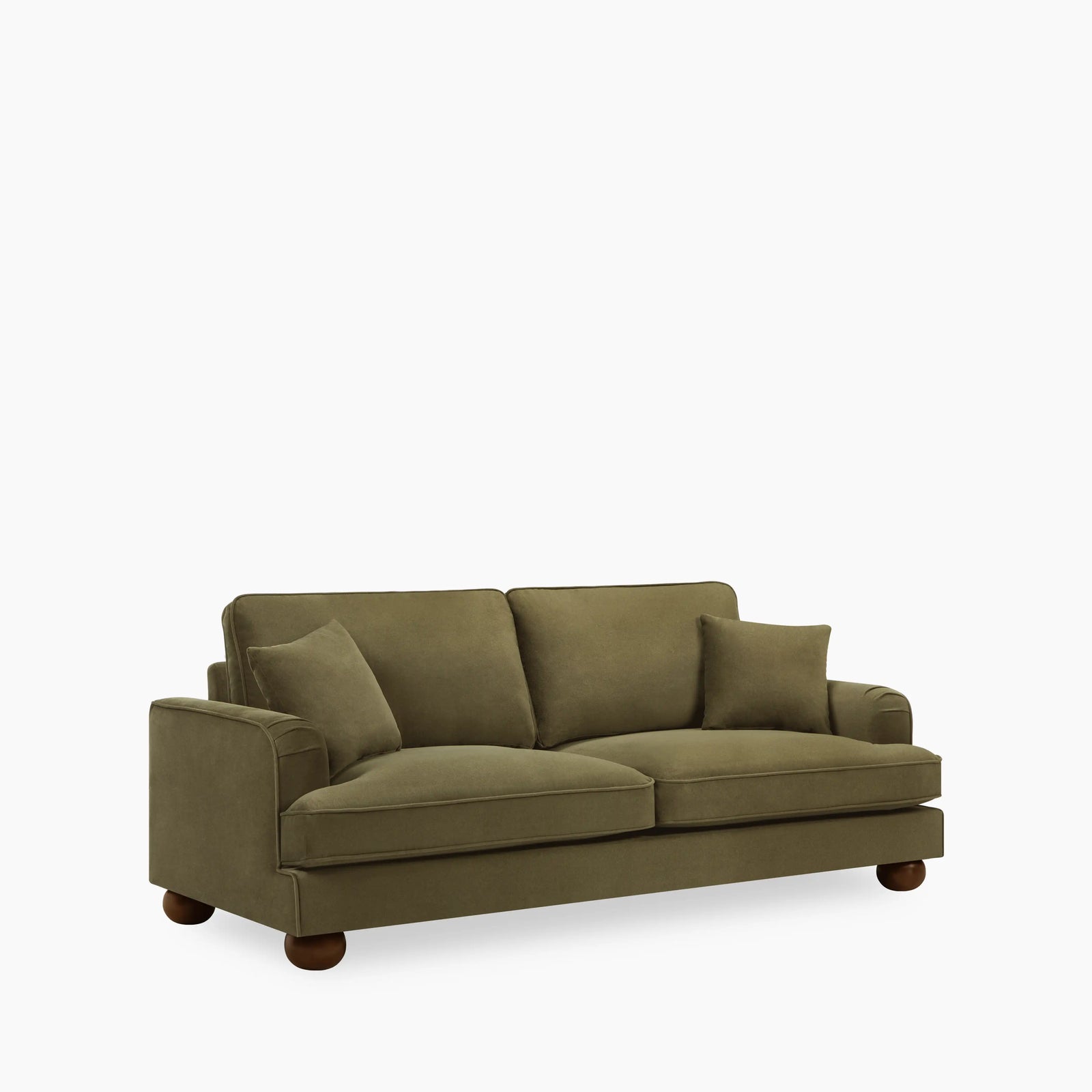 Nola 3 Seater Sofa | Moss Green Sustainable Mohair Velvet
