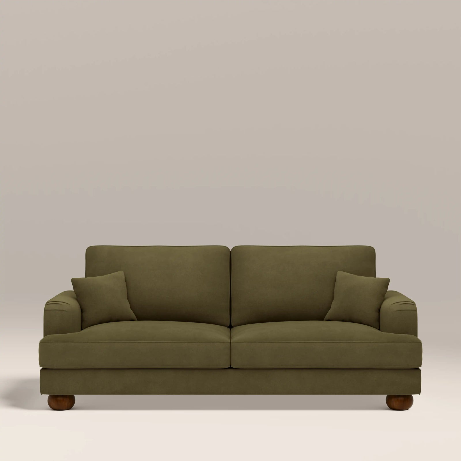Nola 3 Seater Sofa | Moss Green Sustainable Mohair Velvet
