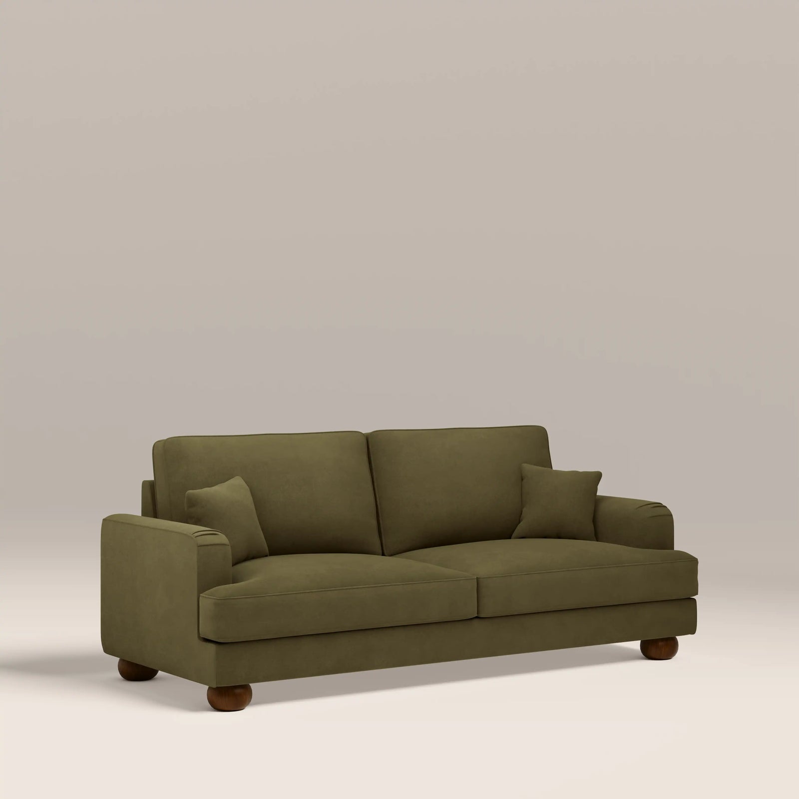 Nola 3 Seater Sofa | Moss Green Sustainable Mohair Velvet