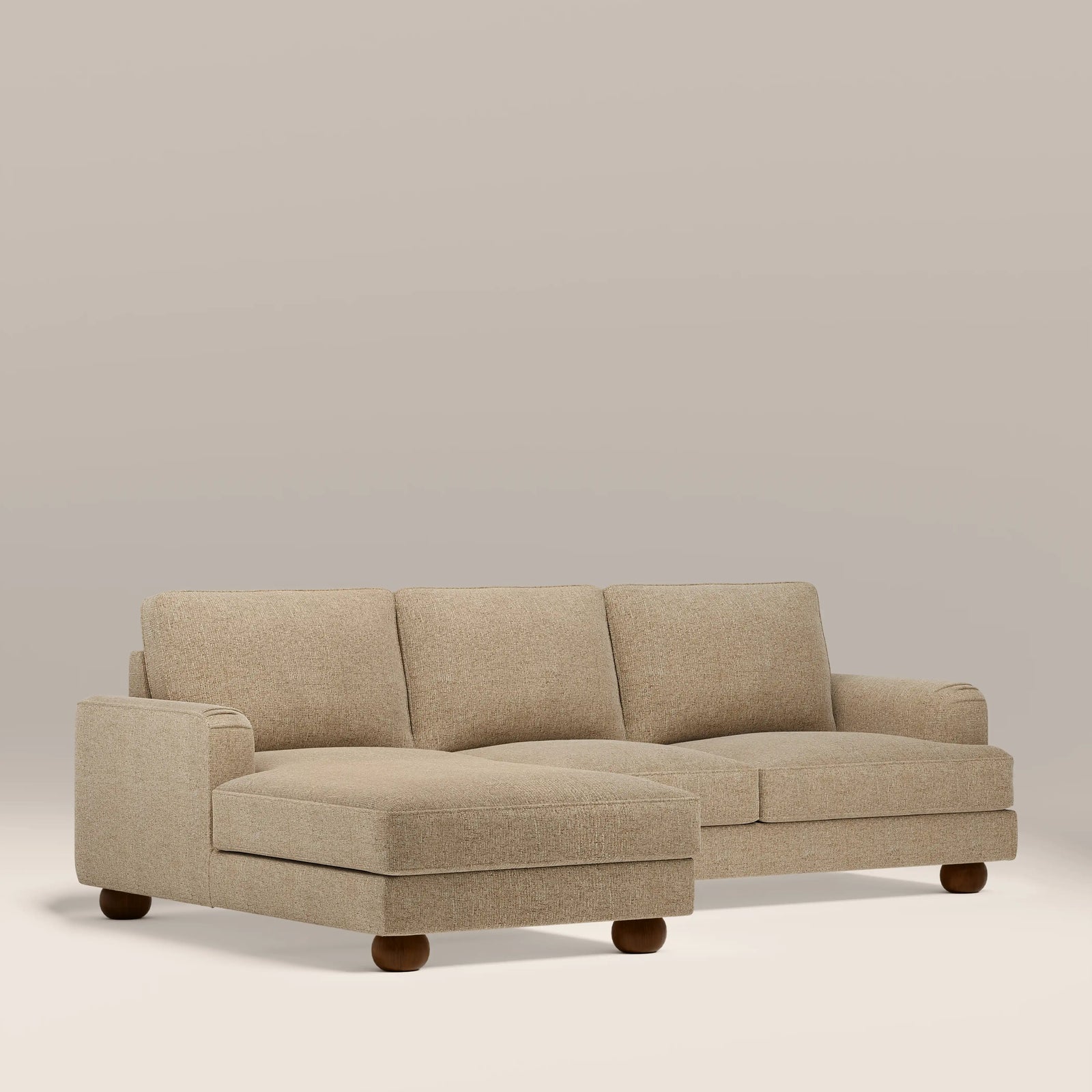 Nola Left Hand Chaise Sofa | Speckled Latte Boucle