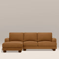 Nola Left Hand Chaise Sofa | Caramel Brown Sustainable Mohair Velvet