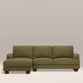 Nola Left Hand Chaise Sofa | Moss Green Sustainable Mohair Velvet