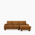 Nola Right Hand Chaise Sofa | Caramel Brown Sustainable Mohair Velvet