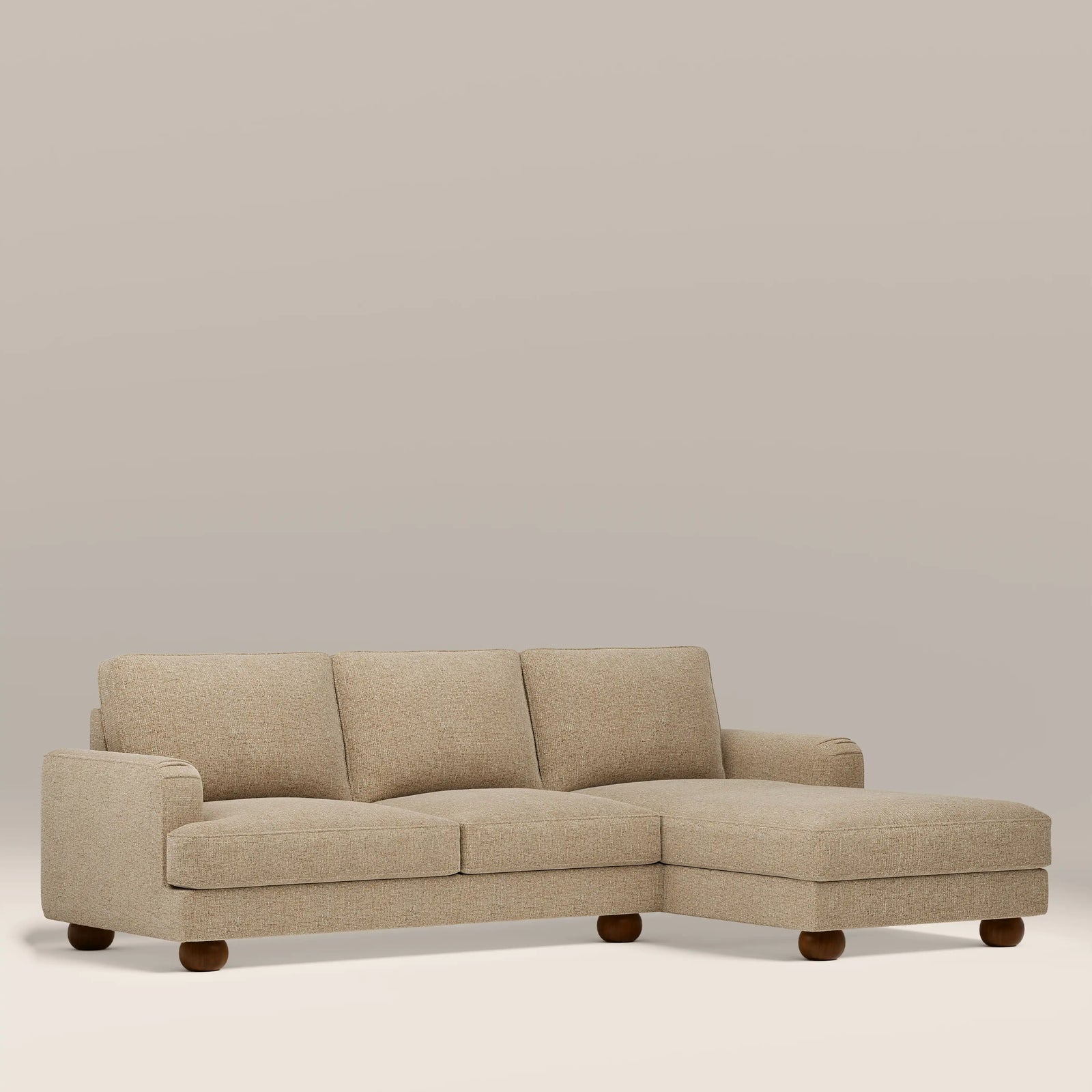 Nola Right Hand Chaise Sofa | Speckled Latte Boucle