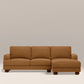 Nola Right Hand Chaise Sofa | Caramel Brown Sustainable Mohair Velvet
