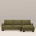 Nola Right Hand Chaise Sofa | Moss Green Sustainable Mohair Velvet
