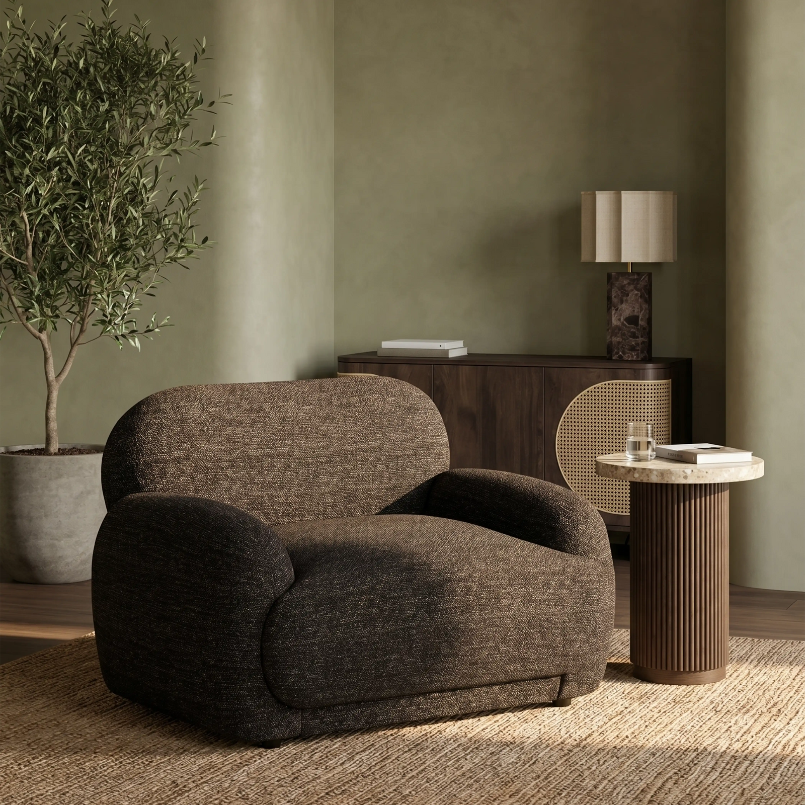 Cloud Armchair | Speckled Espresso Boucle