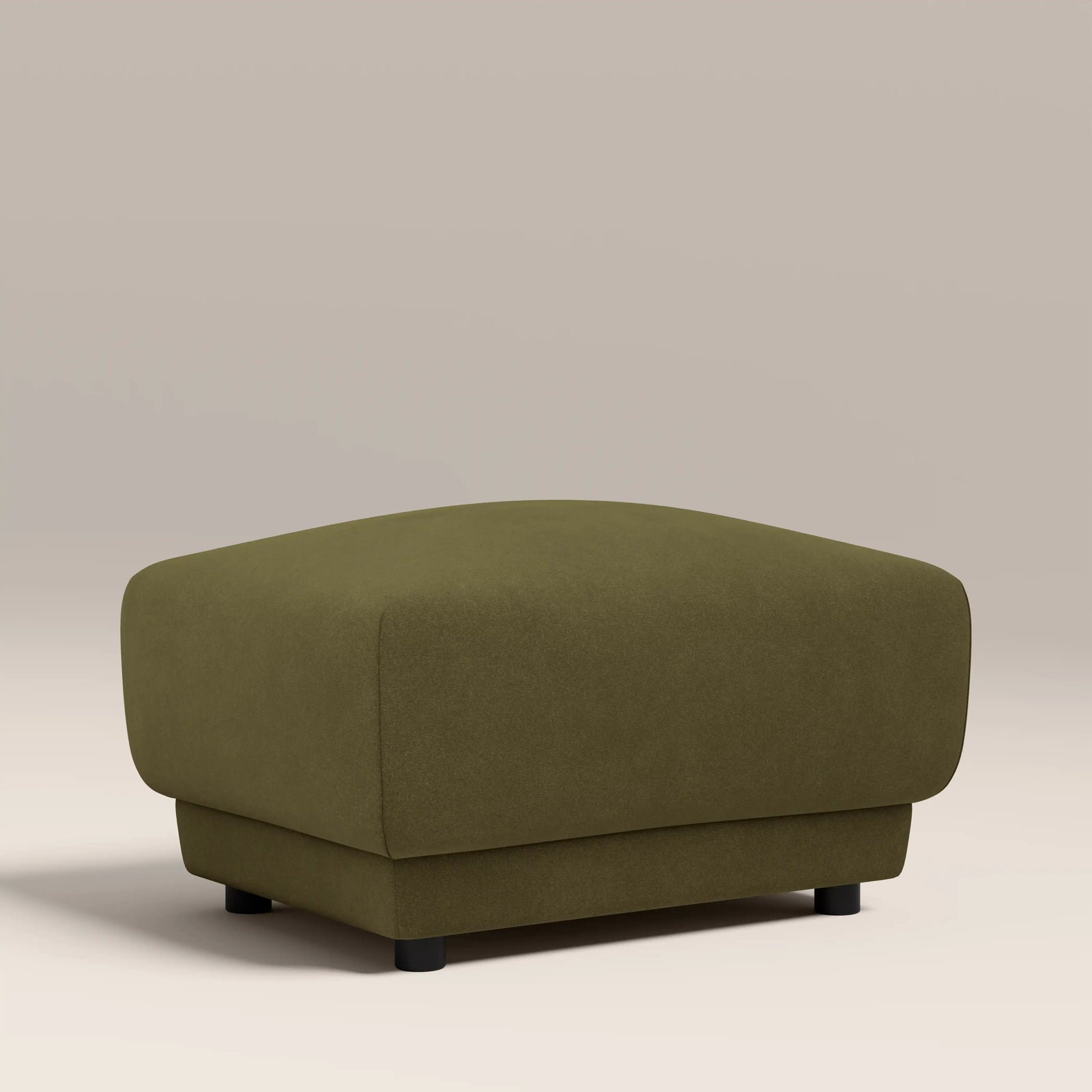 Cloud Footstool | Moss Green Sustainable Mohair Velvet