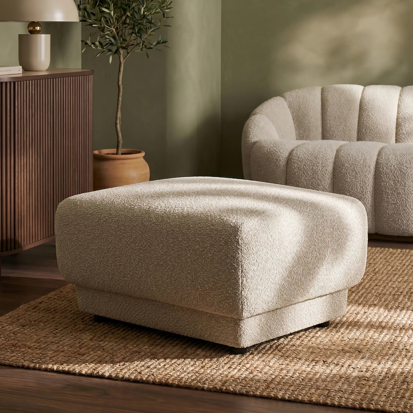 Cloud Footstool | Speckled Stone Sustainable Boucle