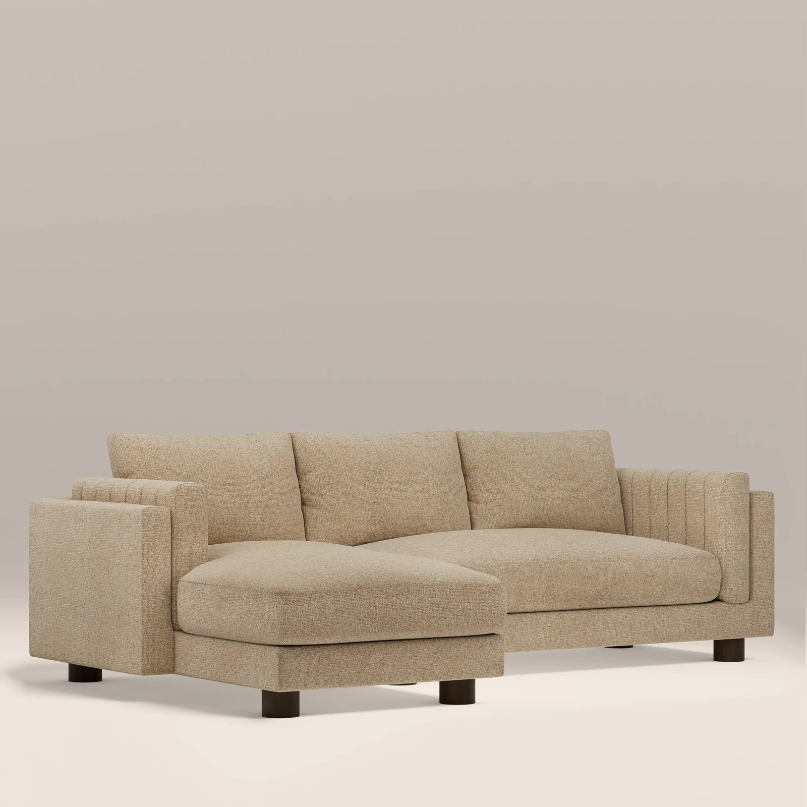 Halton Left Hand Chaise Sofa | Speckled Latte Boucle