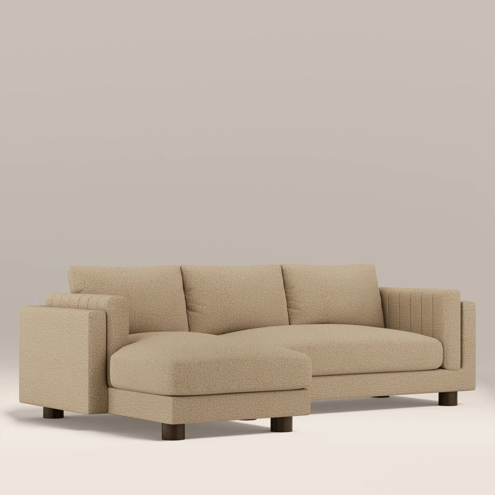 Halton Left Hand Chaise Sofa | Speckled Latte Boucle