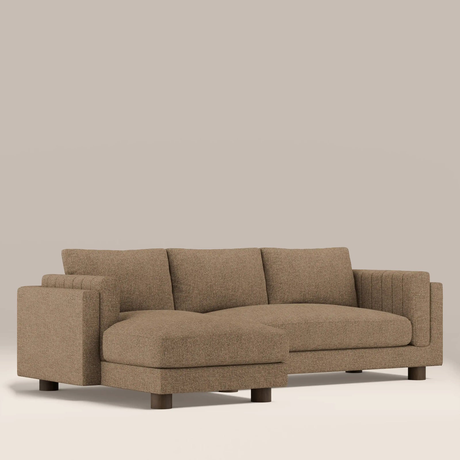 Halton Left Hand Chaise Sofa | Speckled Cappuccino Boucle