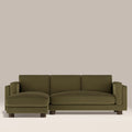 Halton Left Hand Chaise Sofa | Moss Green Sustainable Mohair Velvet