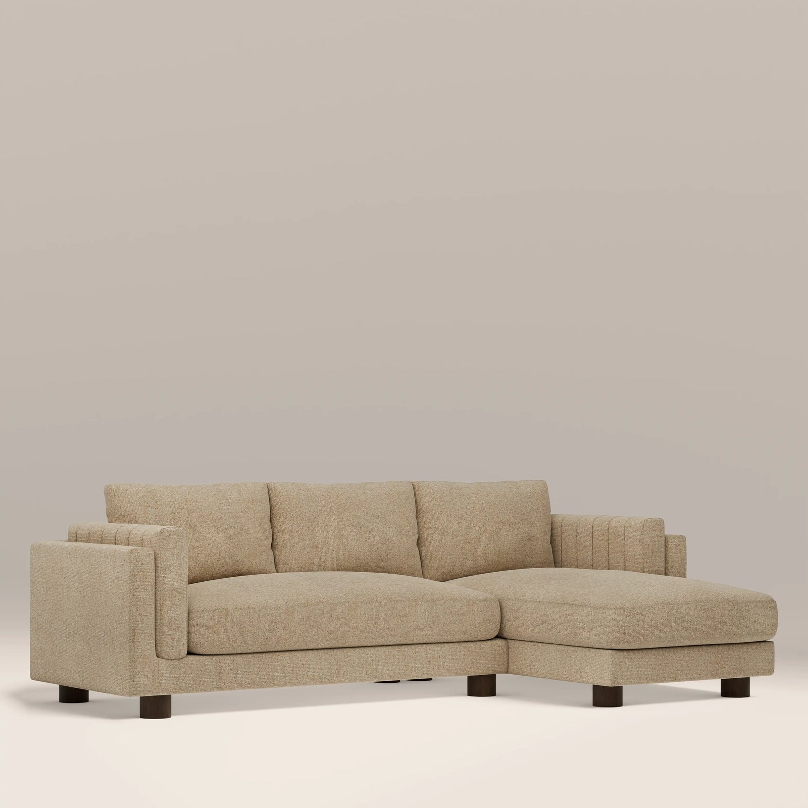 Halton Right Hand Chaise Sofa | Speckled Latte Boucle