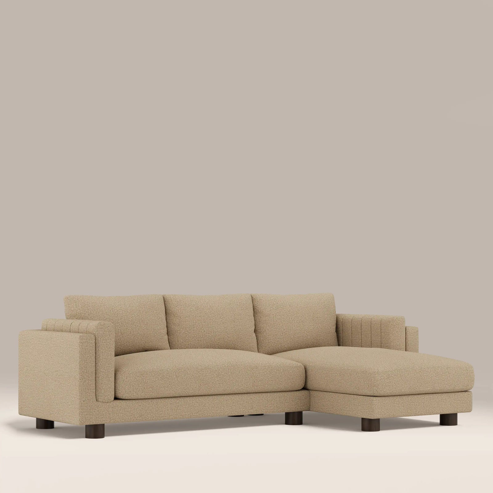 Halton Right Hand Chaise Sofa | Speckled Latte Boucle