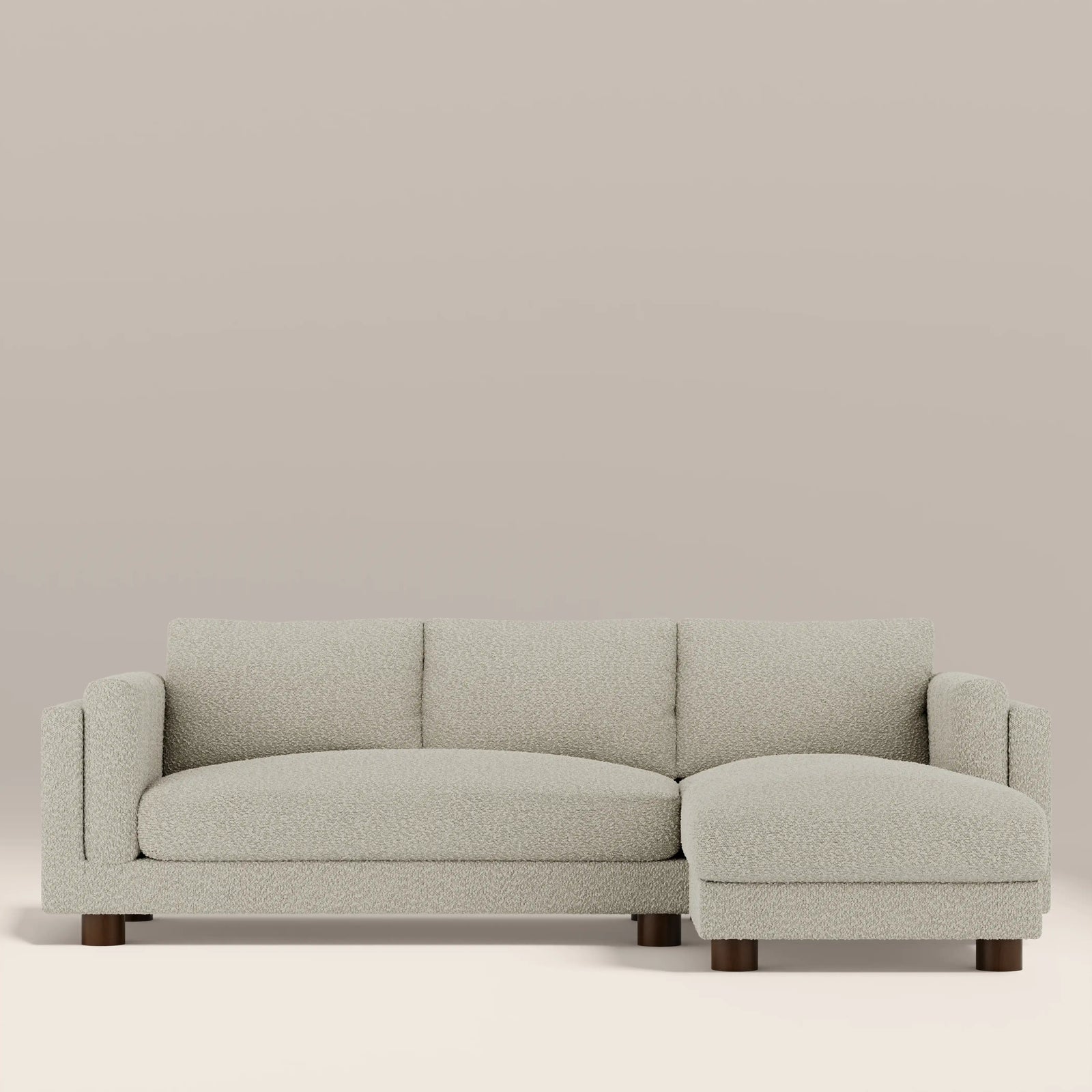 Halton Right Hand Chaise Sofa | Speckled Stone Sustainable Boucle