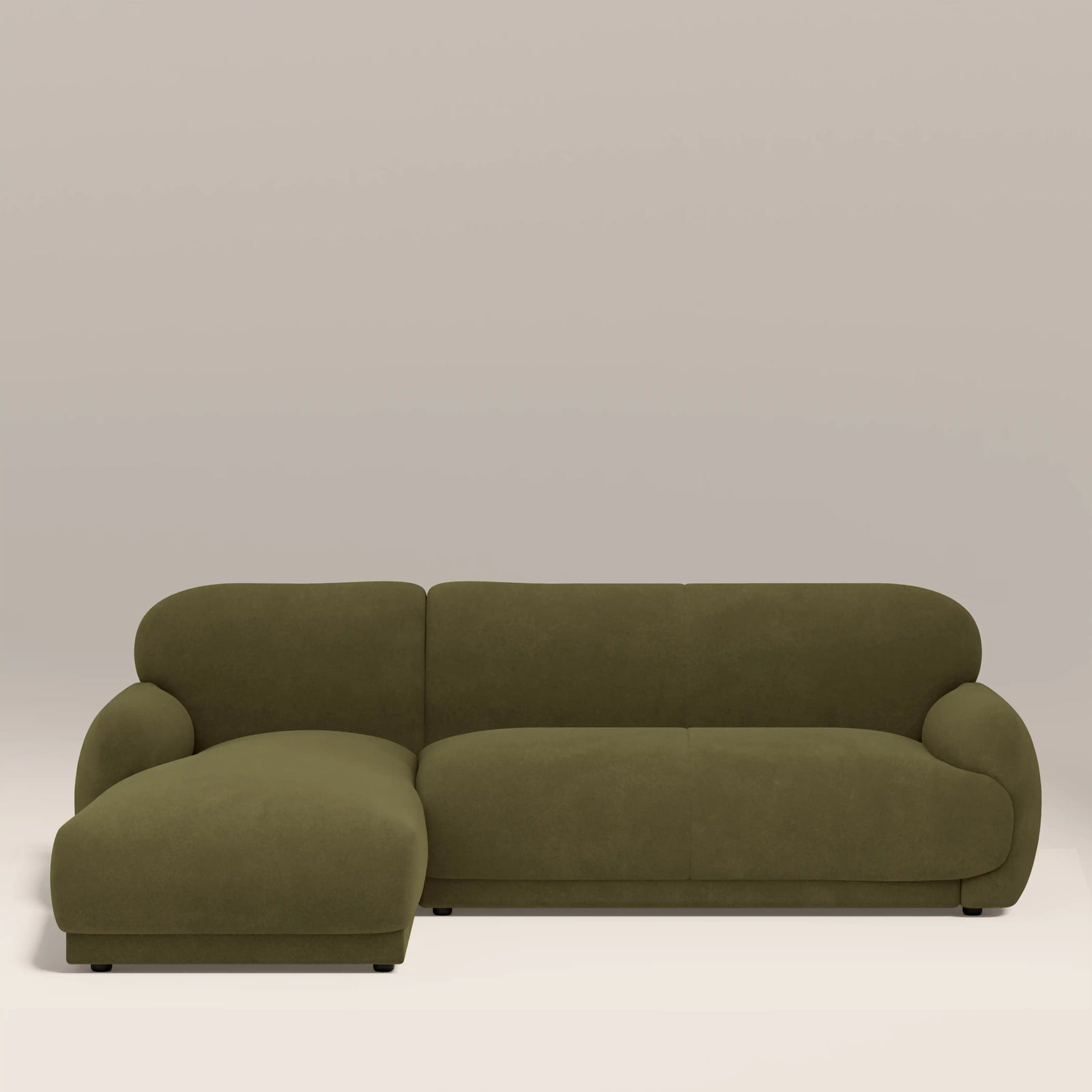 Cloud Left Hand Chaise Sofa | Moss Green Sustainable Mohair Velvet