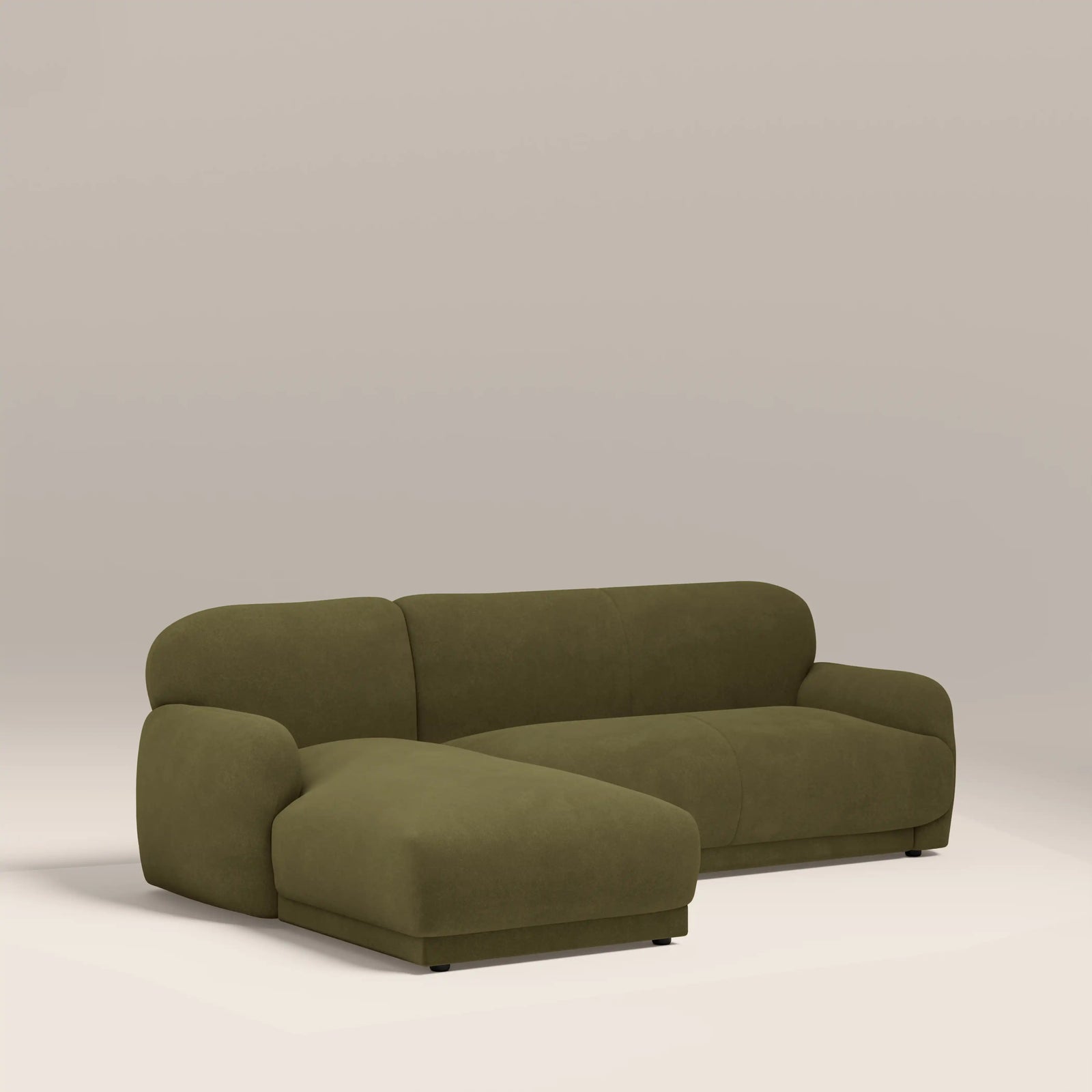 Cloud Left Hand Chaise Sofa | Moss Green Sustainable Mohair Velvet