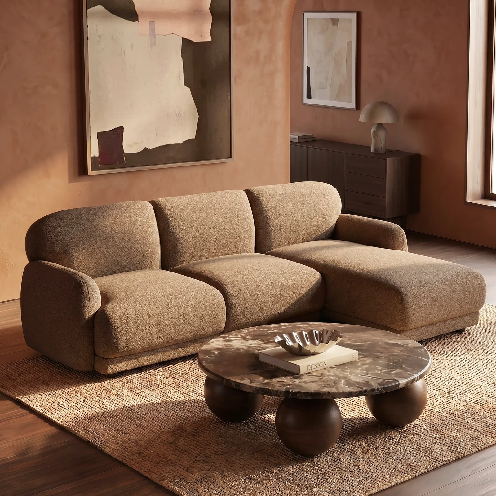 Cloud Left Hand Chaise Sofa | Speckled Cappuccino Boucle