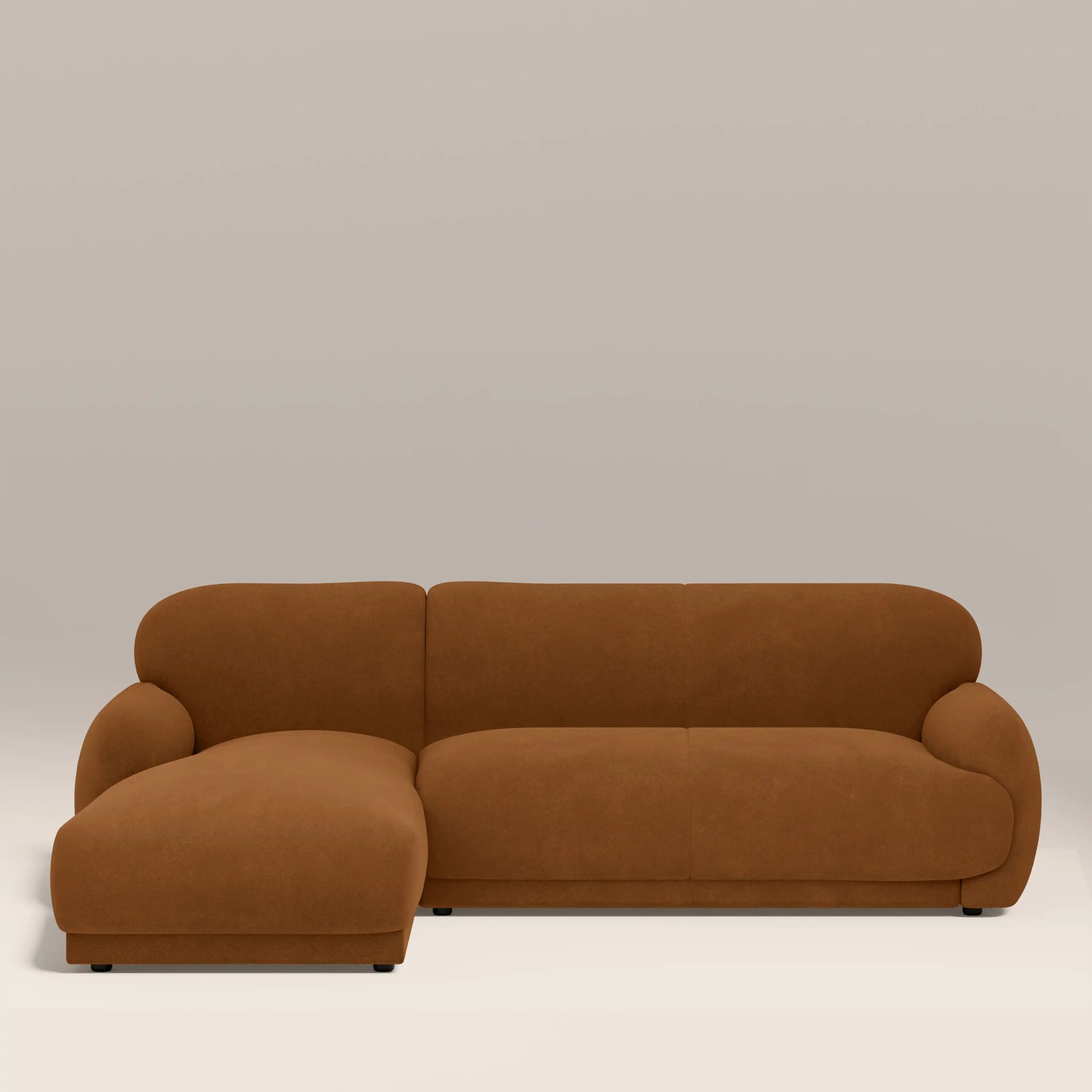 Cloud Left Hand Chaise Sofa | Caramel Brown Sustainable Mohair Velvet