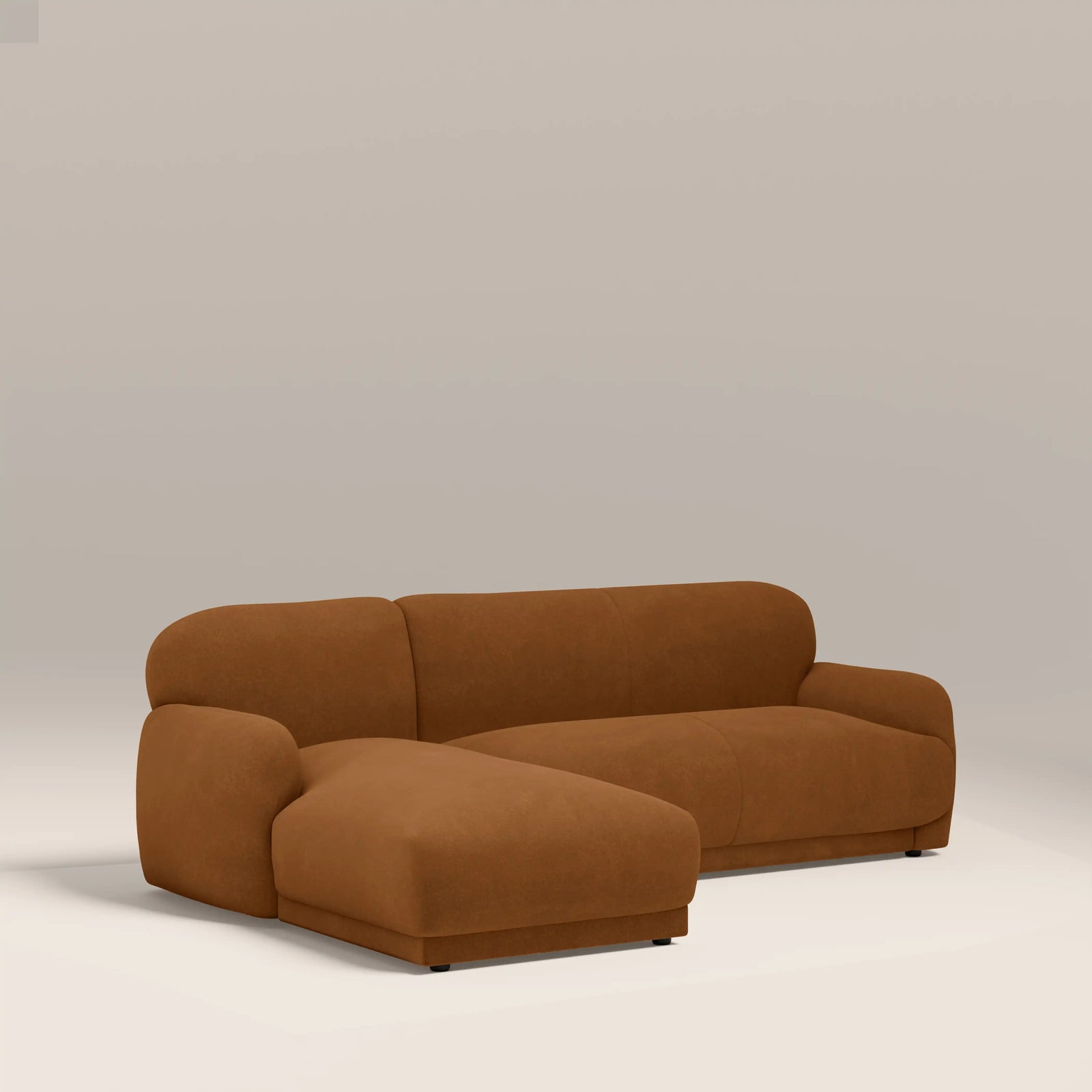 Cloud Left Hand Chaise Sofa | Caramel Brown Sustainable Mohair Velvet