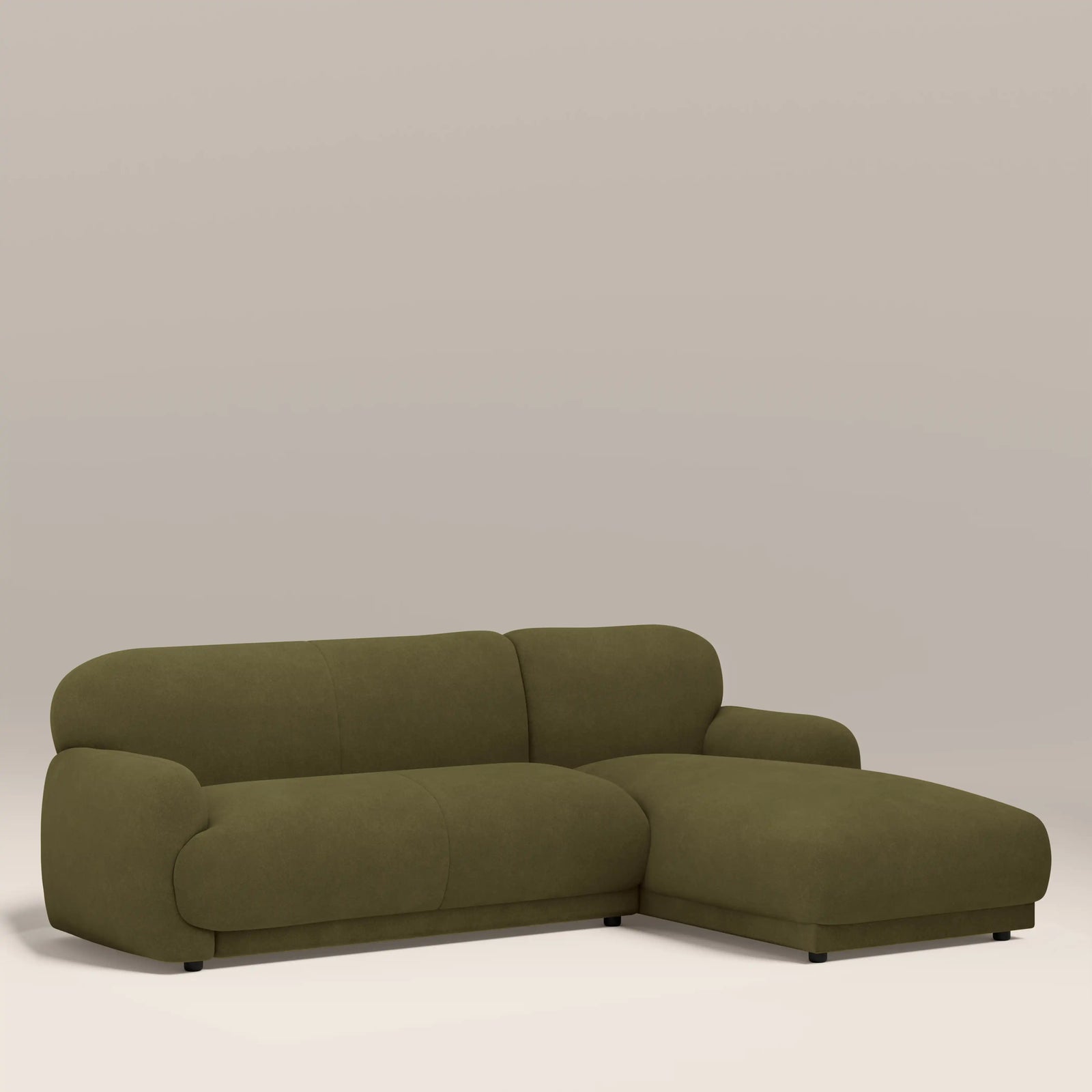 Cloud Right Hand Chaise Sofa | Moss Green Sustainable Mohair Velvet