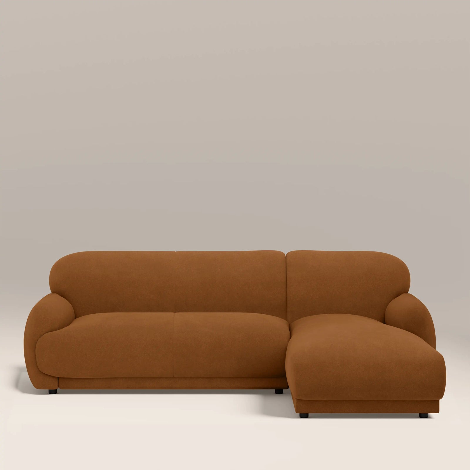 Cloud Right Hand Chaise Sofa | Caramel Brown Sustainable Mohair Velvet