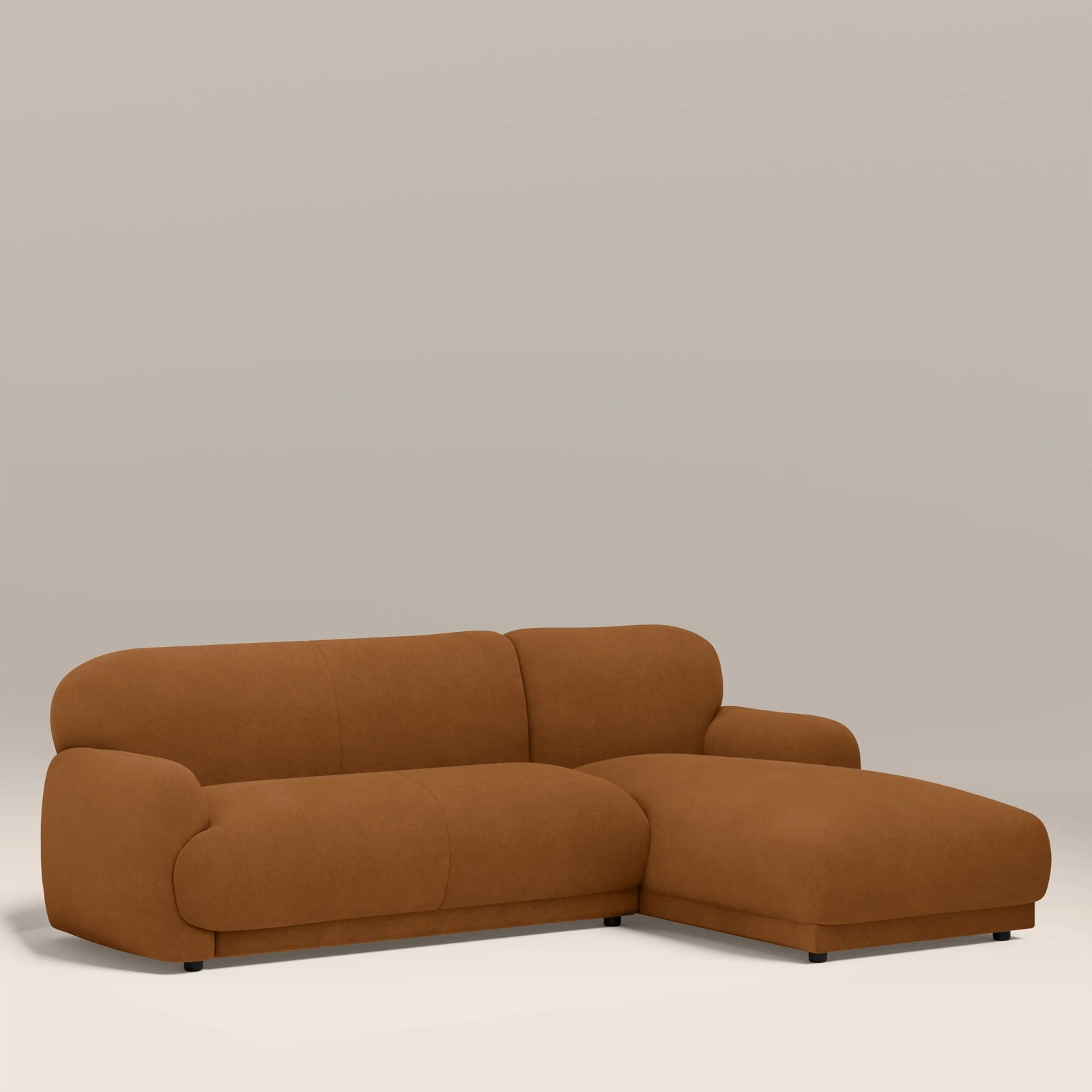 Cloud Right Hand Chaise Sofa | Caramel Brown Sustainable Mohair Velvet