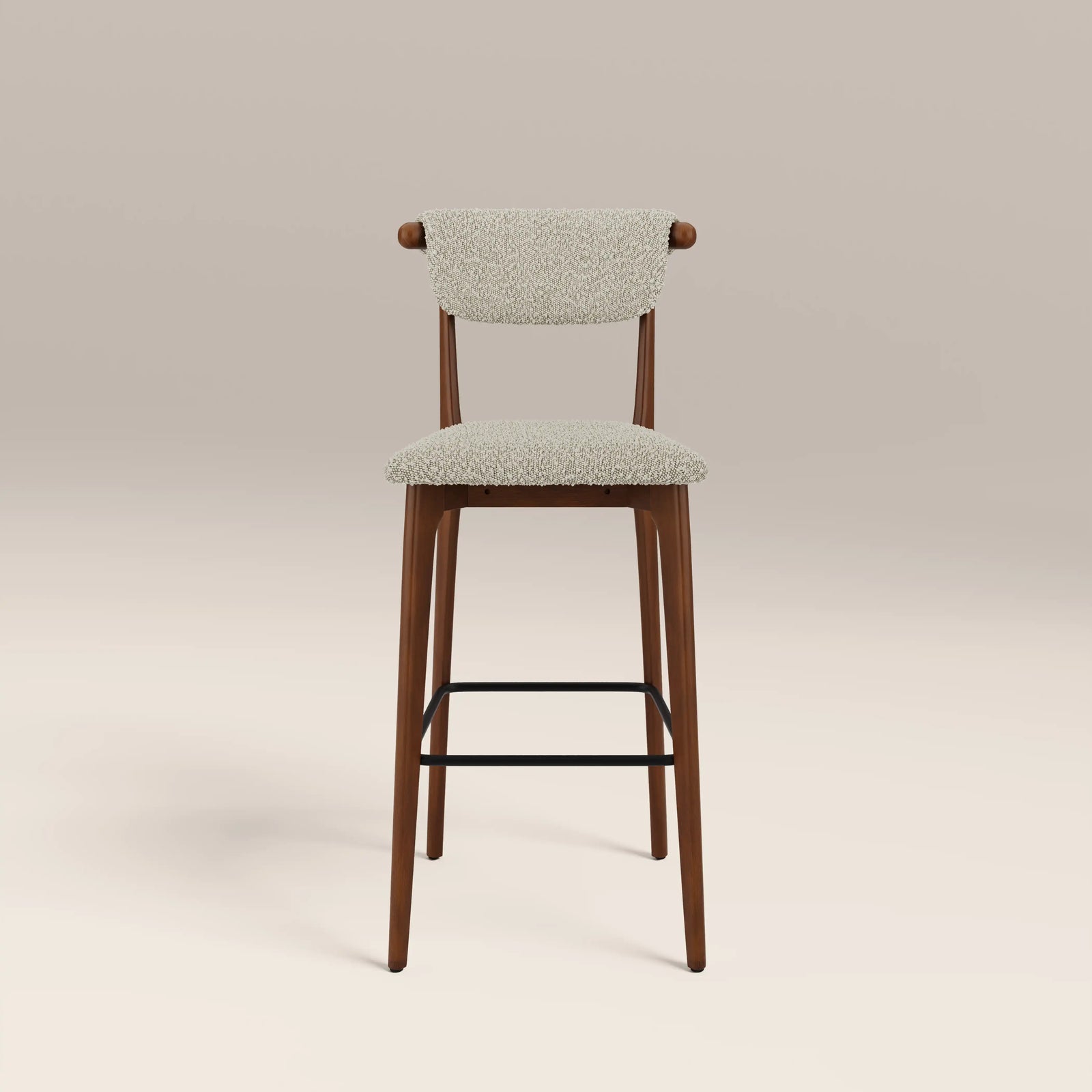 Nobu Kitchen Stool | Speckled Stone Sustainable Boucle & Walnut