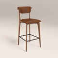 Nobu Bar Stool | Vintage Tan Faux Leather & Walnut