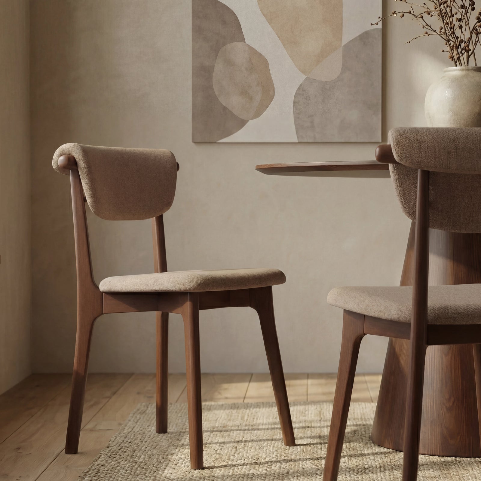 Nobu Dining Chair | Latte Sustainable Fabric & Walnut