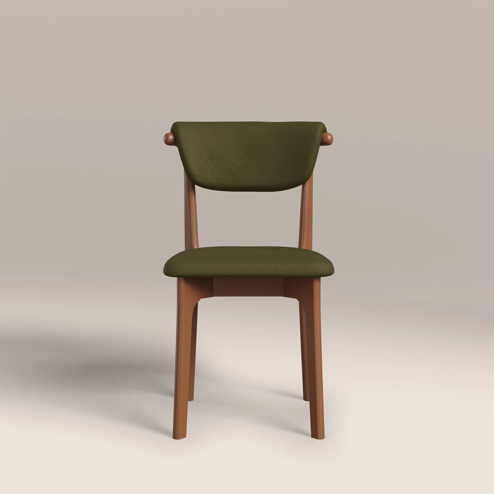 Nobu Dining Chair | Moss Green Sustainable Mohair Velvet & Walnut