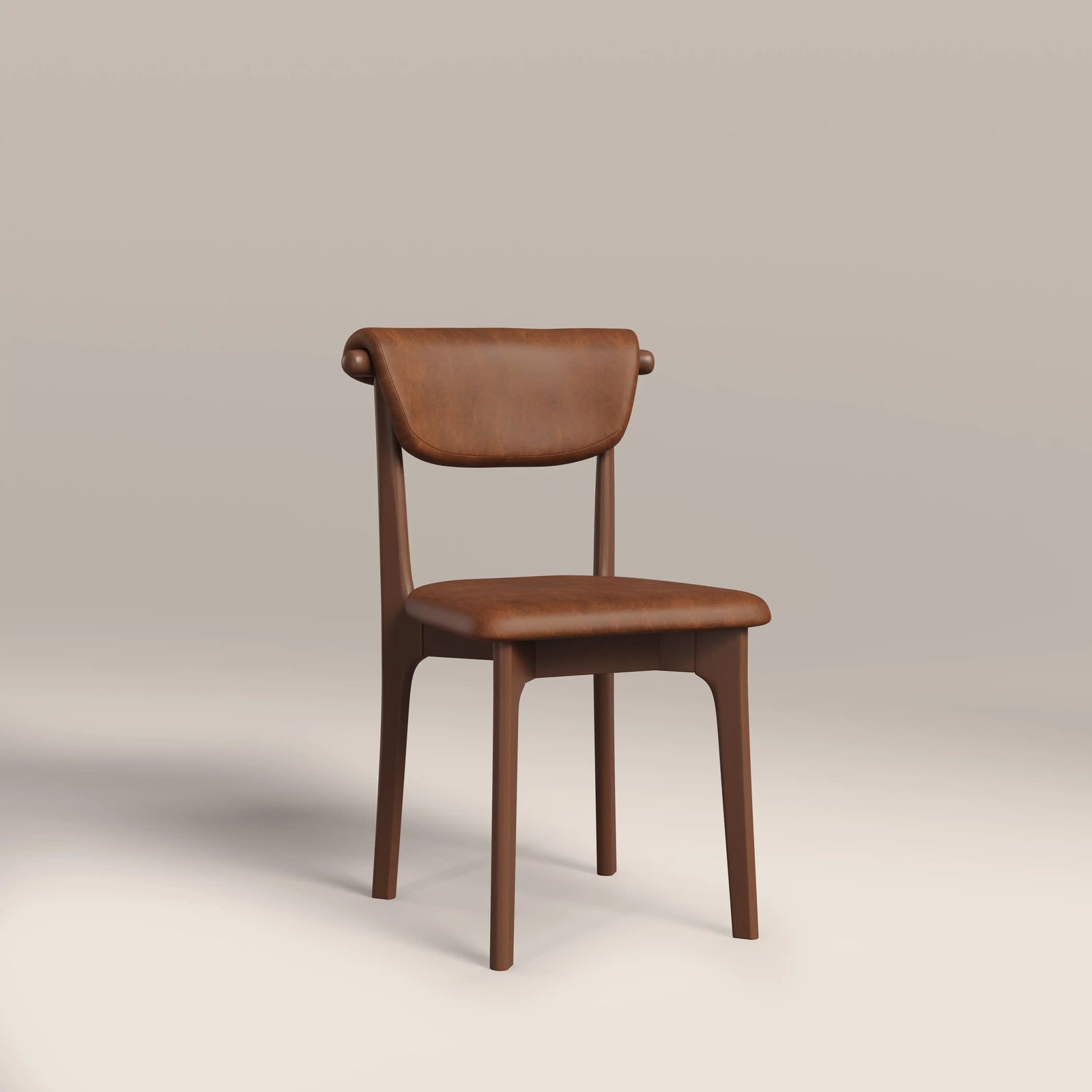 Nobu Dining Chair | Vintage Tan Faux Leather & Walnut