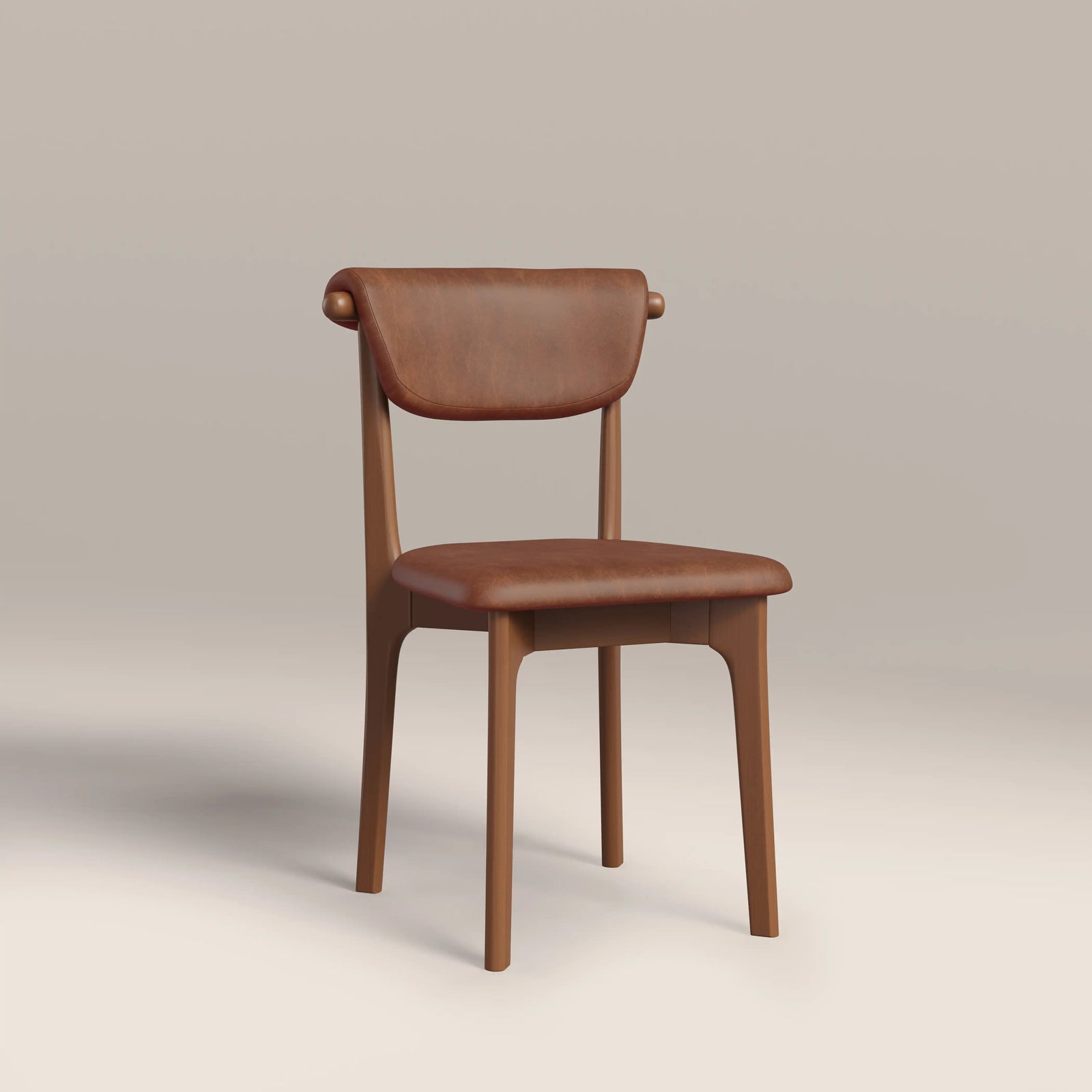 Nobu Dining Chair | Vintage Tan Faux Leather & Walnut