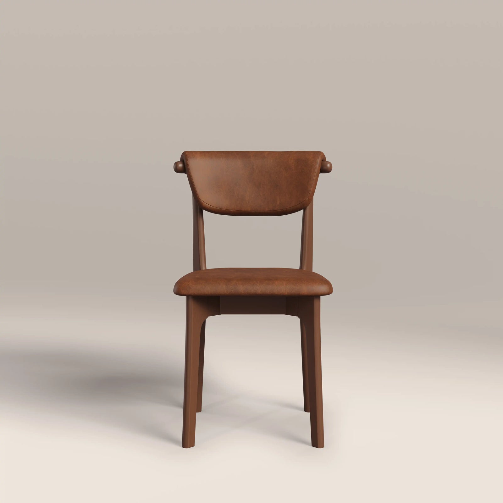 Nobu Dining Chair | Vintage Tan Faux Leather & Walnut