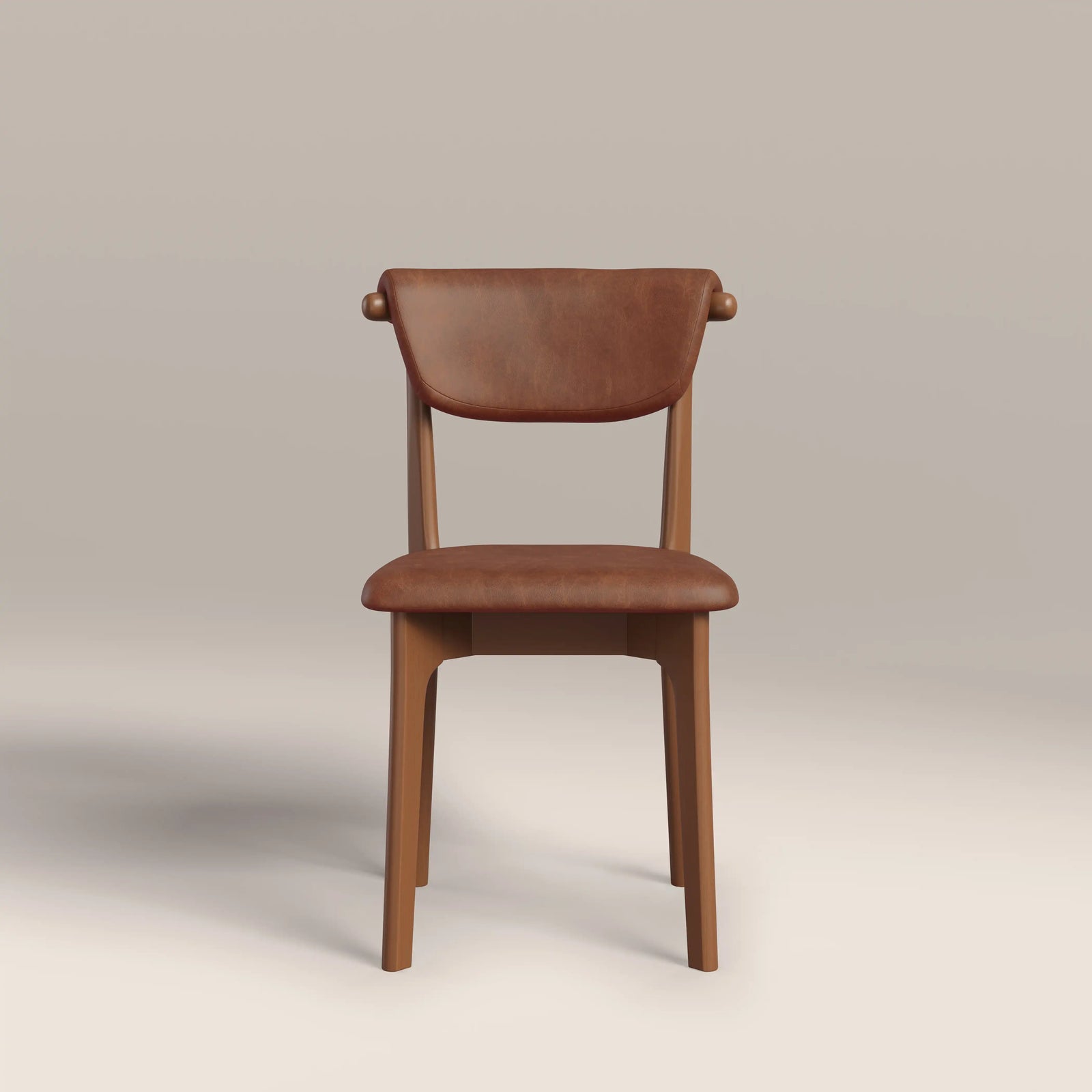 Nobu Dining Chair | Vintage Tan Faux Leather & Walnut