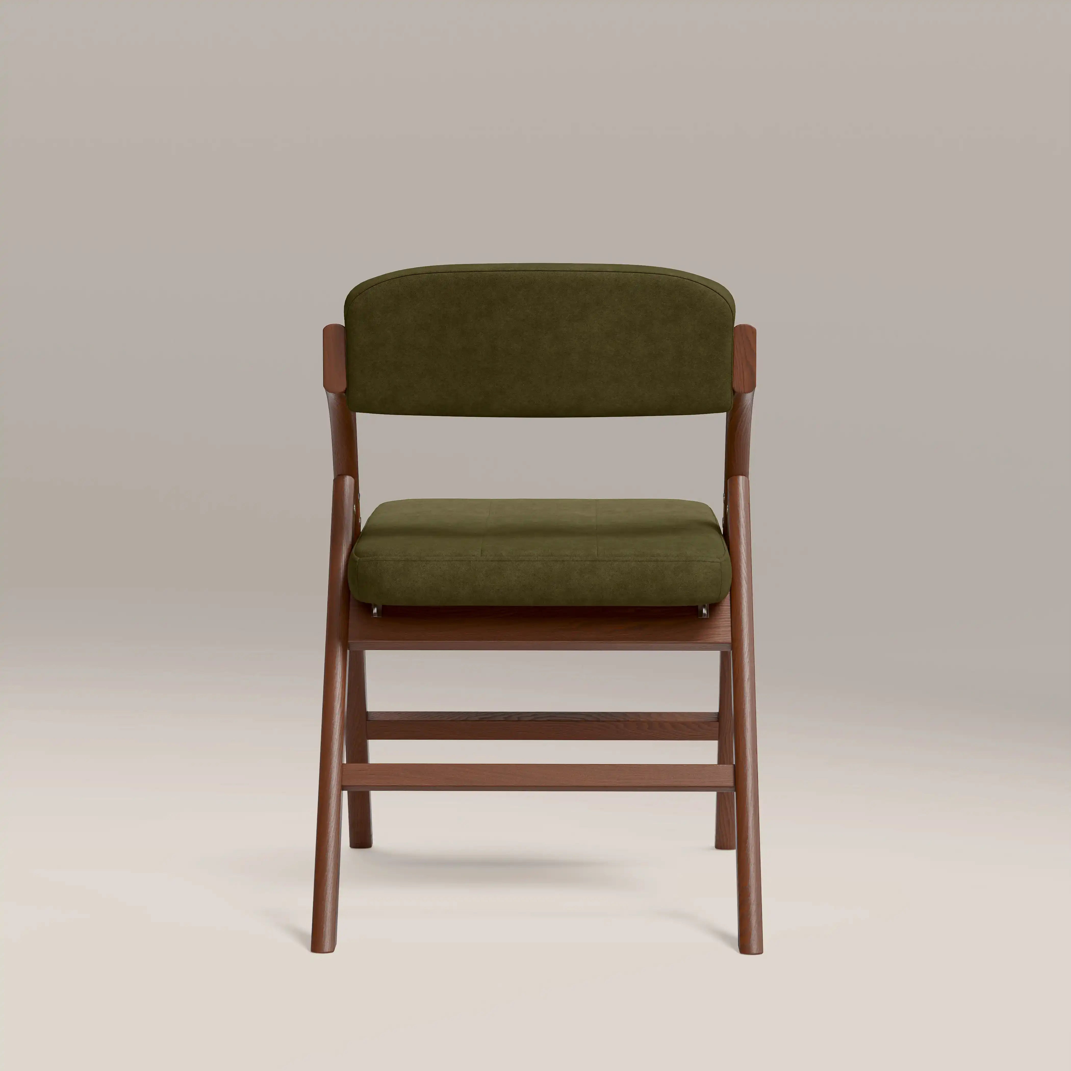Nomad Folding Dining Chair, Moss Green Sustainable Mohair Velvet