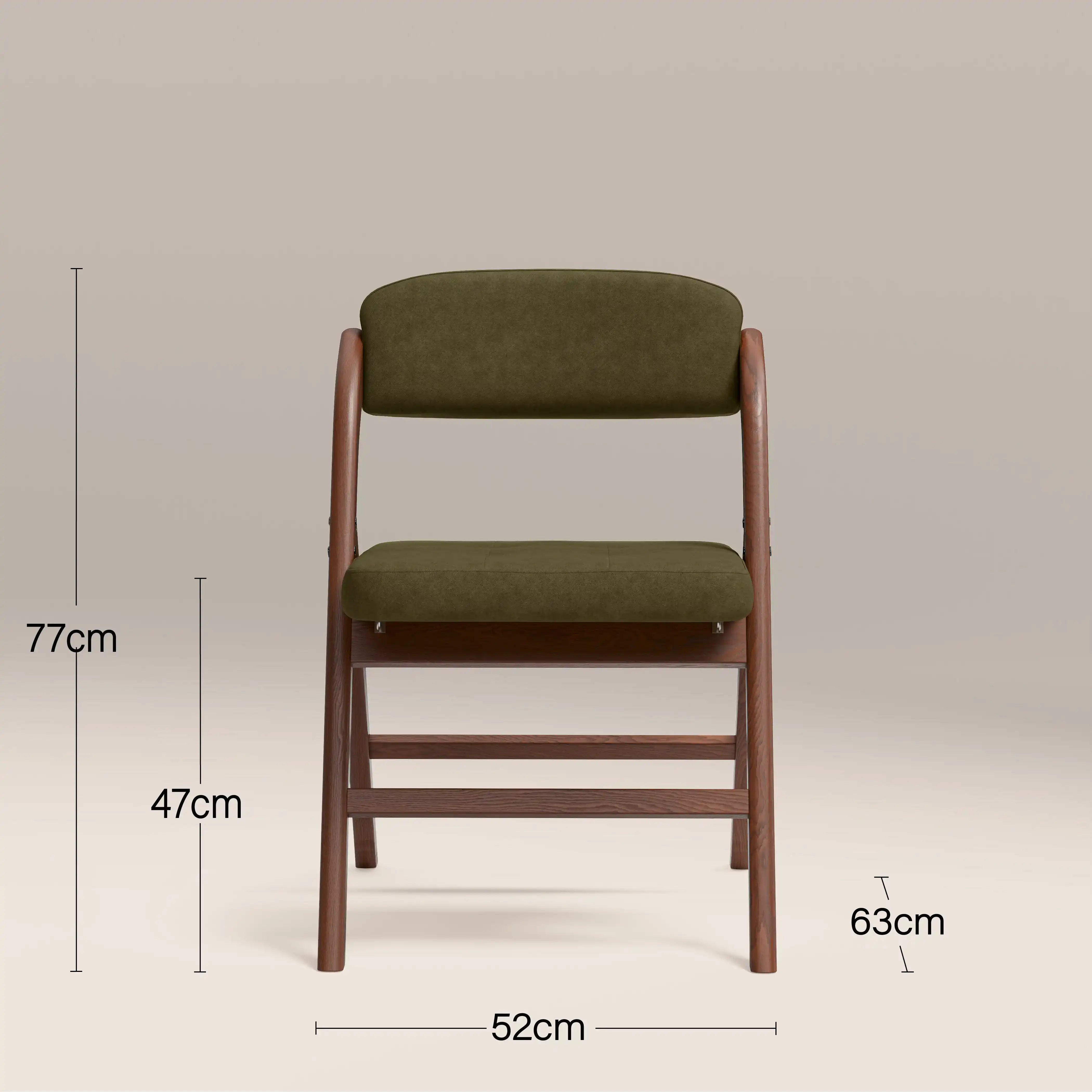 Nomad Folding Dining Chair, Moss Green Sustainable Mohair Velvet