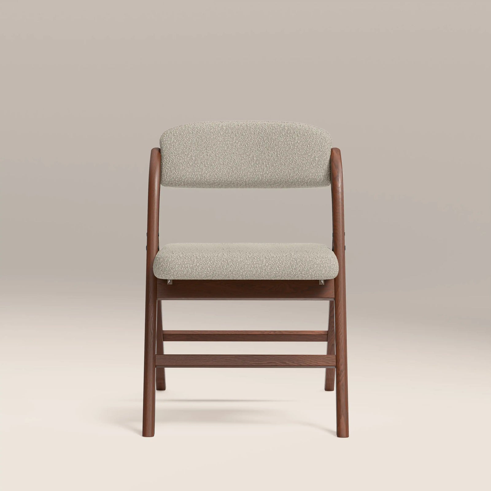 Nomad Folding Dining Chair | Speckled Stone Sustainable Boucle & Walnut
