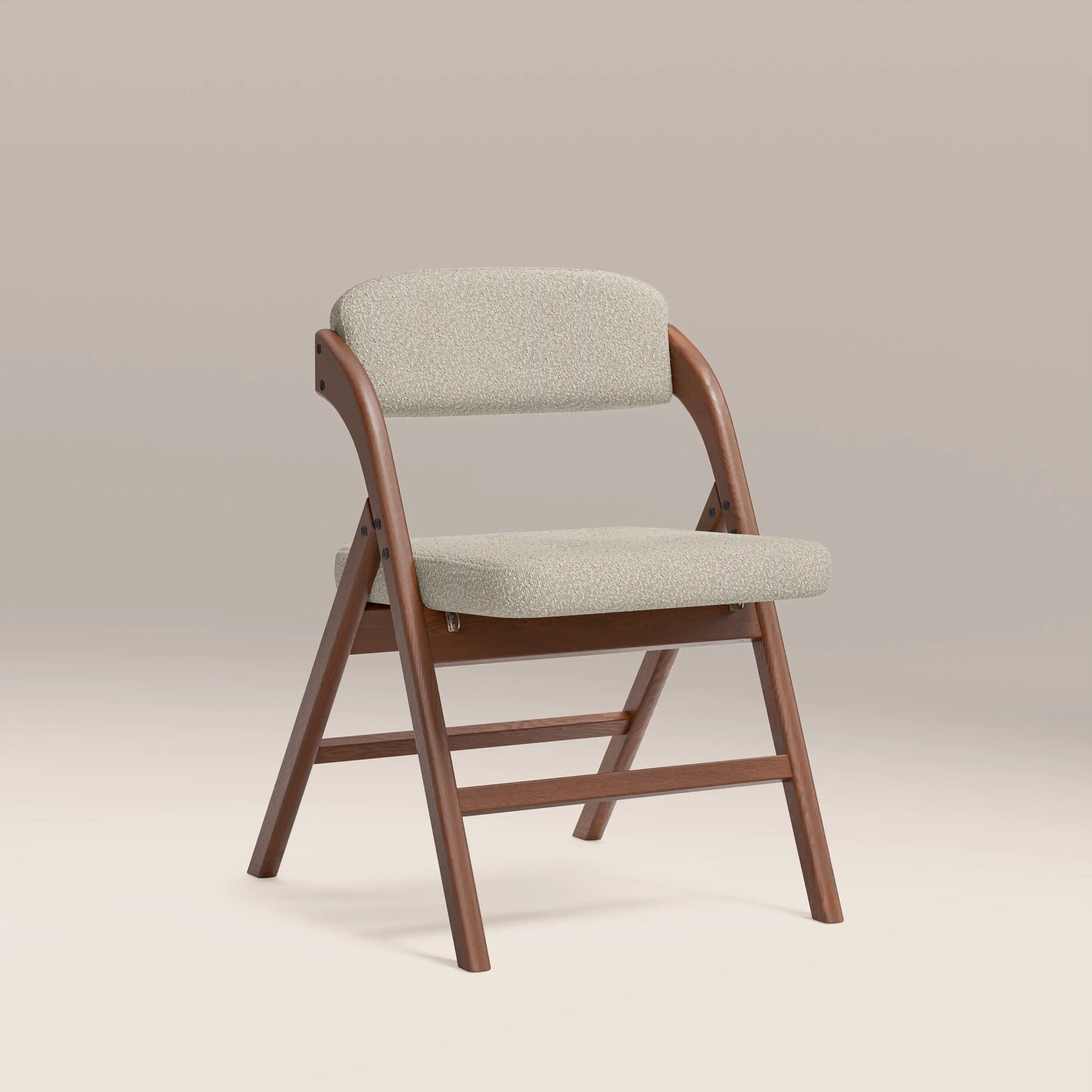 Nomad Folding Dining Chair | Speckled Stone Sustainable Boucle & Walnut