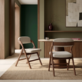 Nomad Folding Wooden Dining Chair | Speckled Stone Sustainable Boucle & Walnut